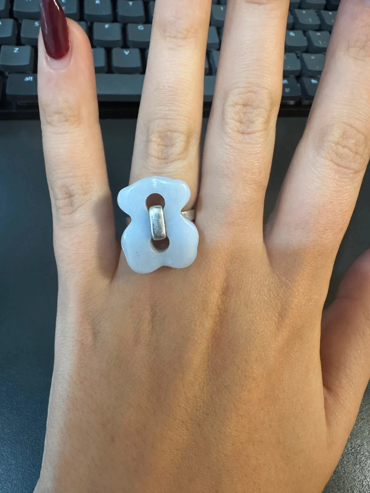 Anillo TOUS Plata de Ley y Calcedonia (Oso Mesh)
